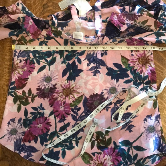 🆕 Cupio Purple Floral Cold Shoulder Ruffle Lace S - Picture 6 of 7